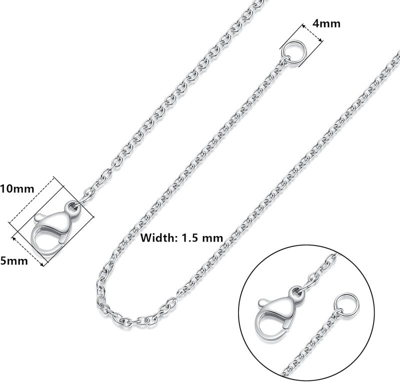 LUCKYPADS Stainless Steel Chain Bulk: Silver Chain Necklace Pack 1.5 mm Thin Chains 35 Pack Silver Cable Chains for Necklace Making (17 Inches) - Image 3